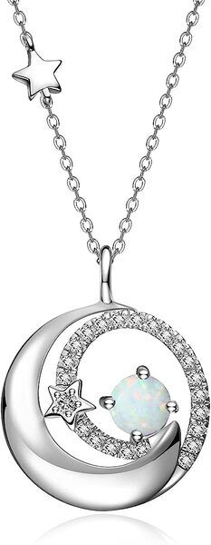 Moon and Star Pendant Necklace